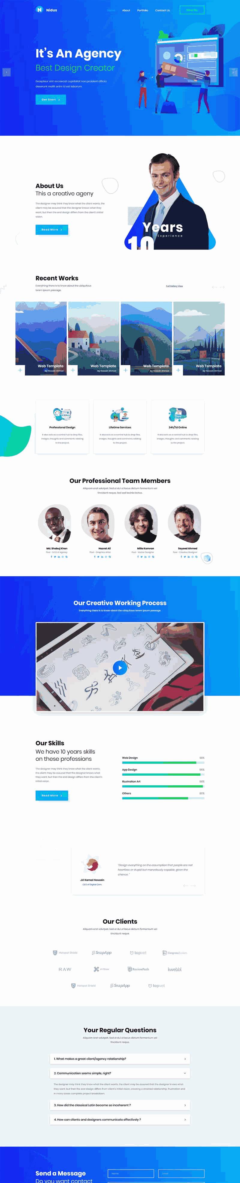创意的美工设计公司bootstrap响应式网站Wordpress模板(带手机版)效果图