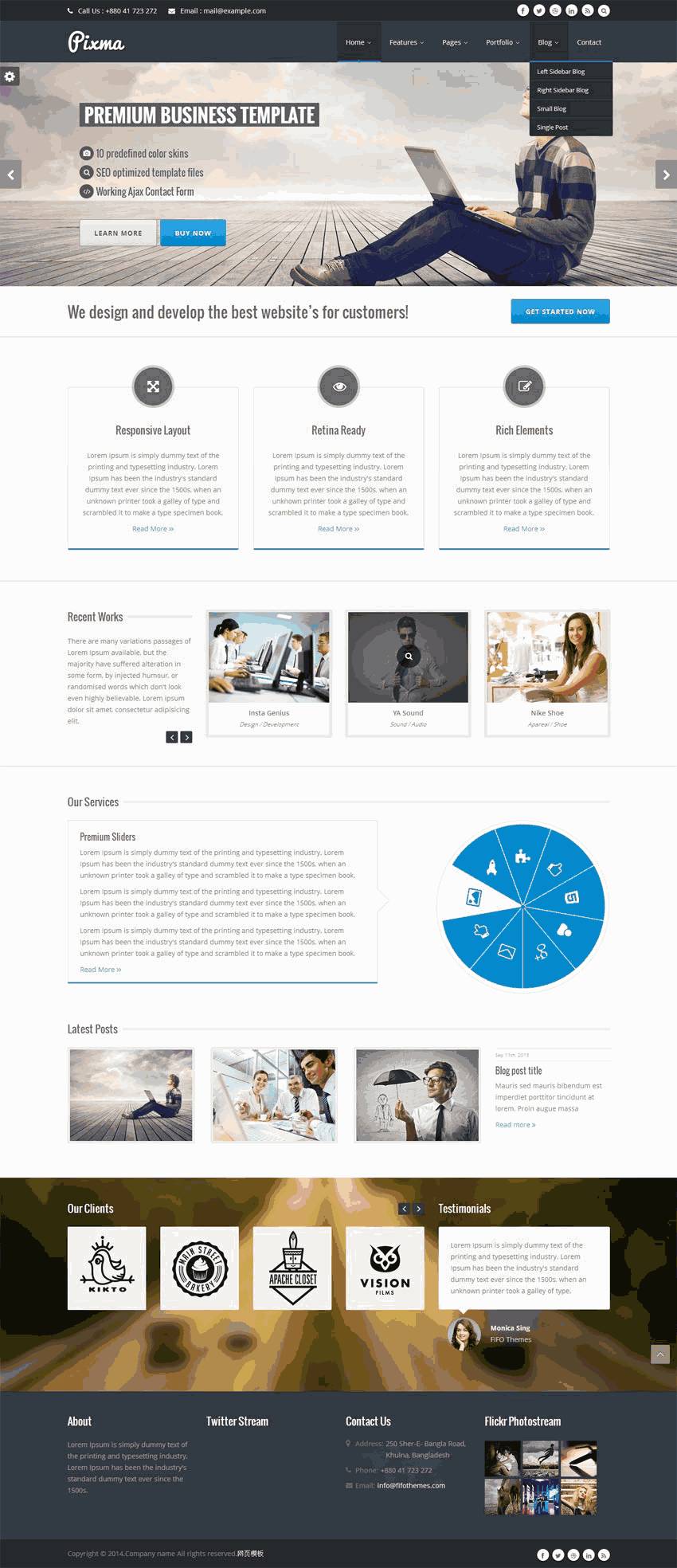 html5设计公司网站Wordpress模板（带手机版）效果图