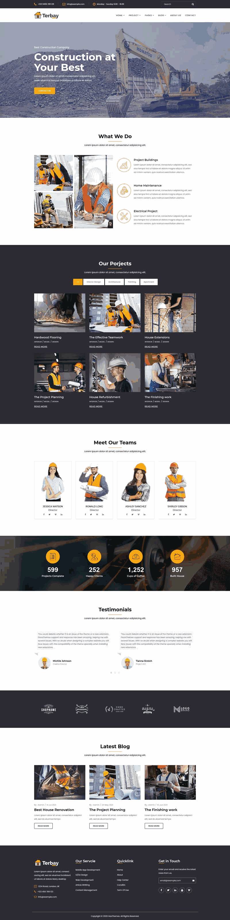 房地产建筑工程bootstrap响应式Wordpress模板(带手机版)效果图