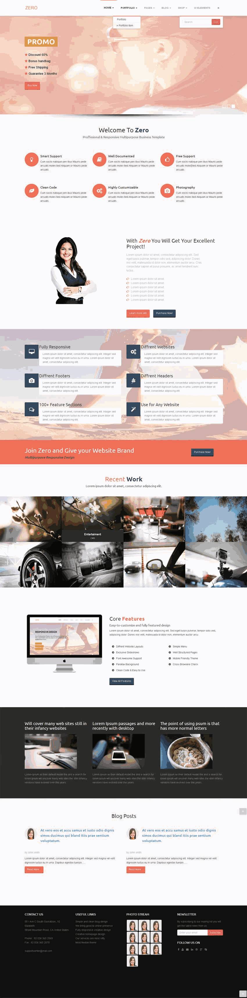 html5自适应公司主题网站Wordpress模板(带手机版)效果图