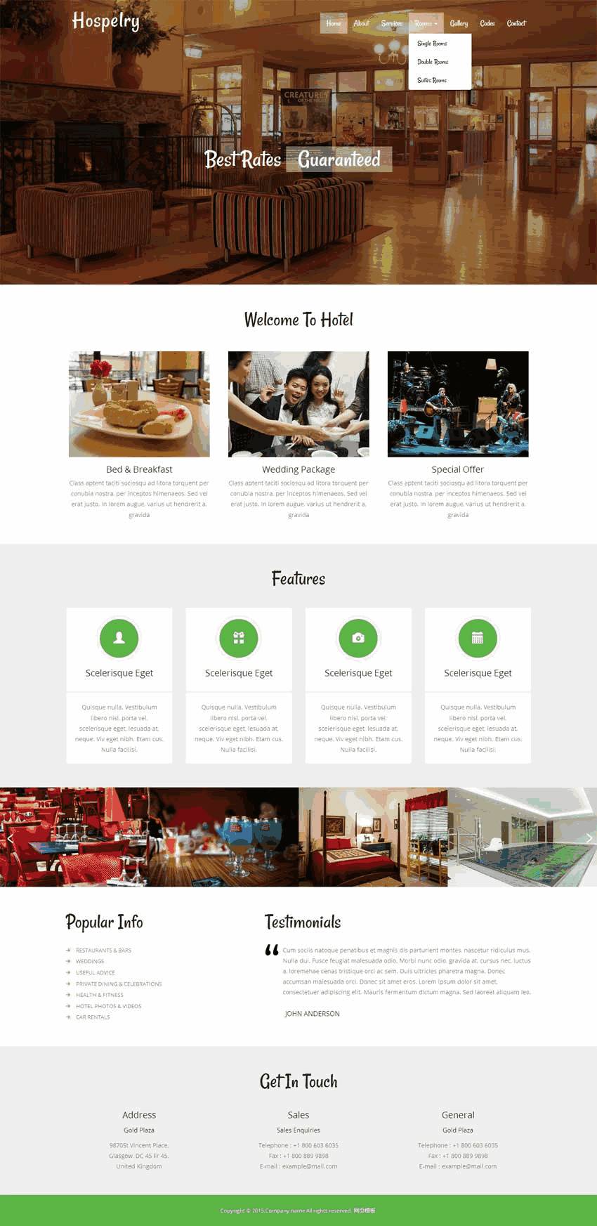 国外宽屏的五星级度假酒店网站WordPress模板(带手机版)效果图