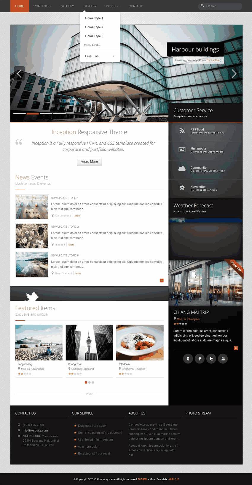 bootstrap自适应旅游美食网站Wordpress模板(带手机版)效果图