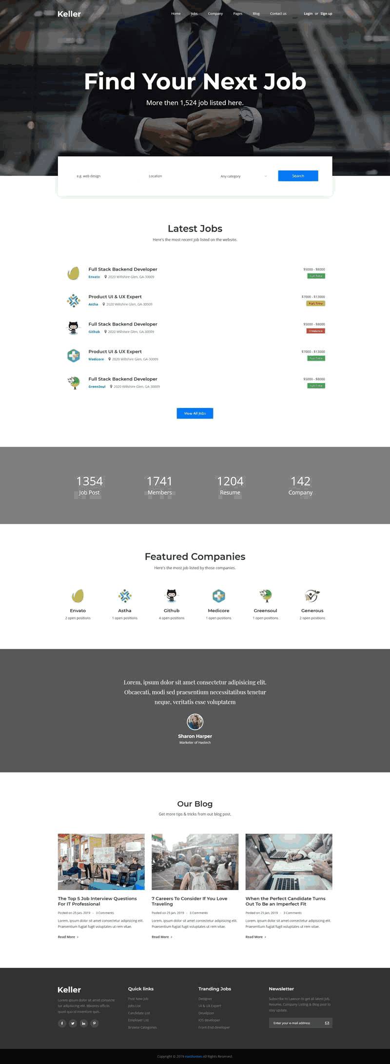 bootstrap响应式工作就职招聘网站Wordpress模板(带手机版)效果图