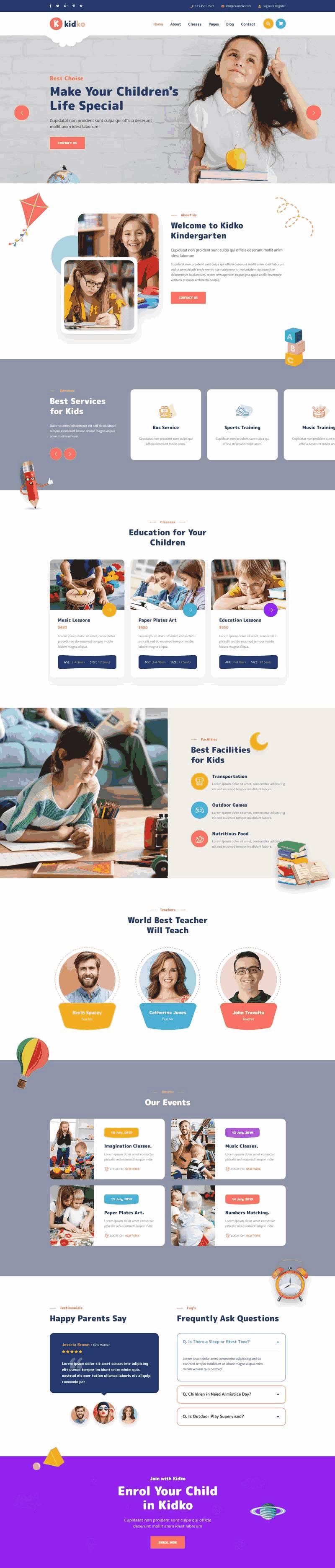 儿童幼儿园教育机构网站Wordpress模板(带手机版)效果图