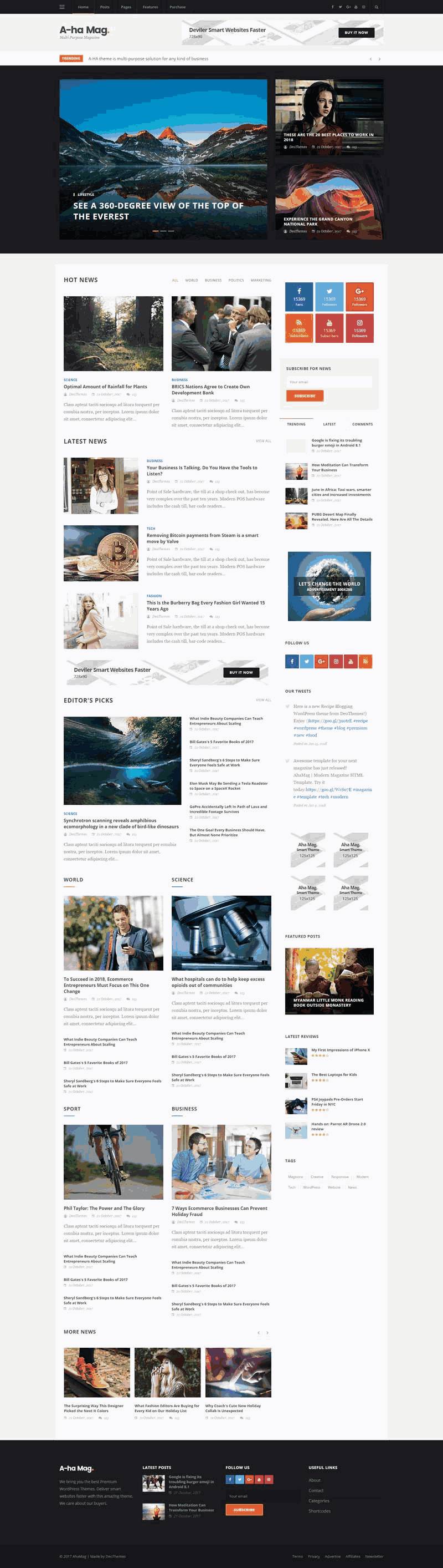 黑色的新闻资讯图片博客网站自适应Wordpress模板(带手机版)效果图