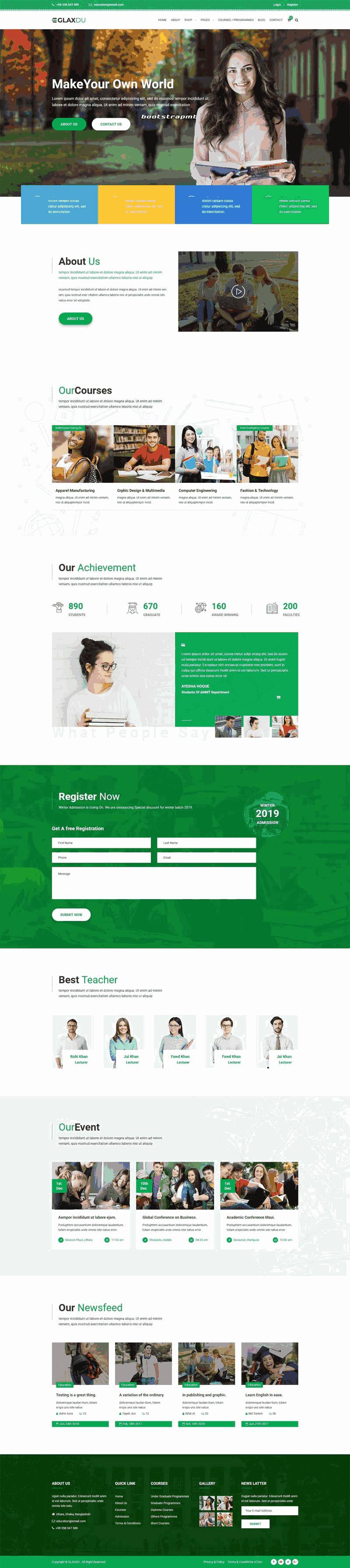 bootstrap响应式学校培训机构网站Wordpress模板(带手机版)效果图