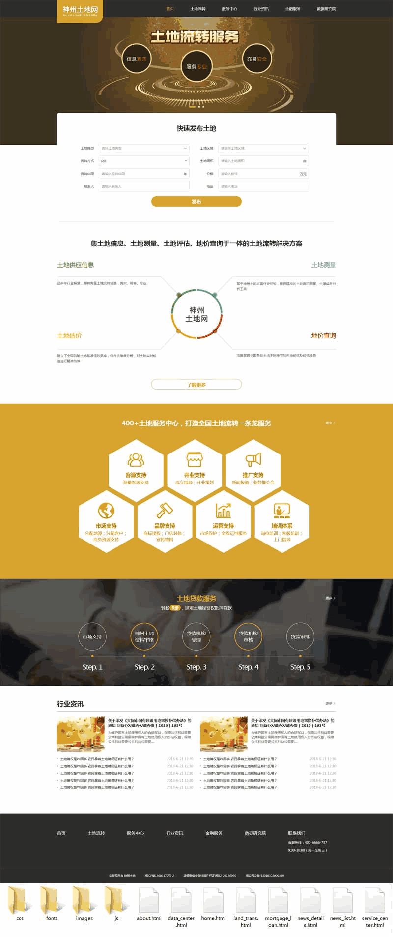 土地金融服务平台网站Wordpress模板(带手机版)效果图