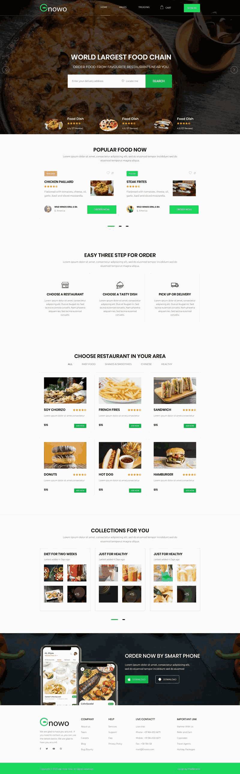餐饮预订下单网站Wordpress模板(带手机版)效果图