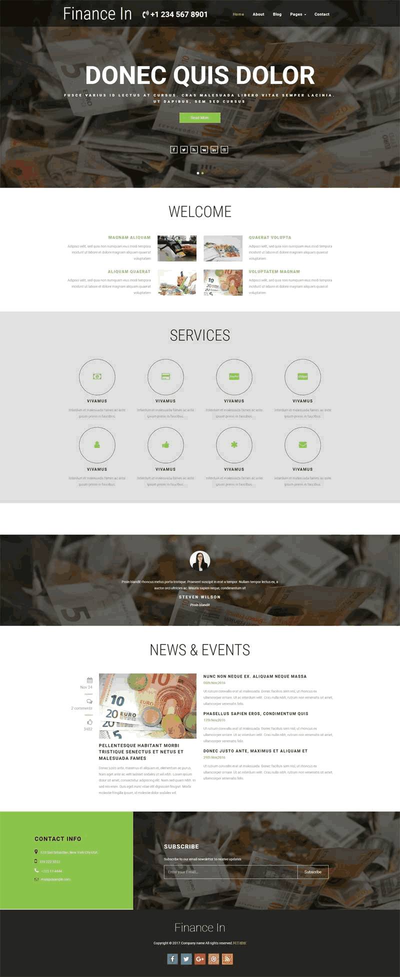 简洁实用的金融理财公司Wordpress模板(带手机版)效果图