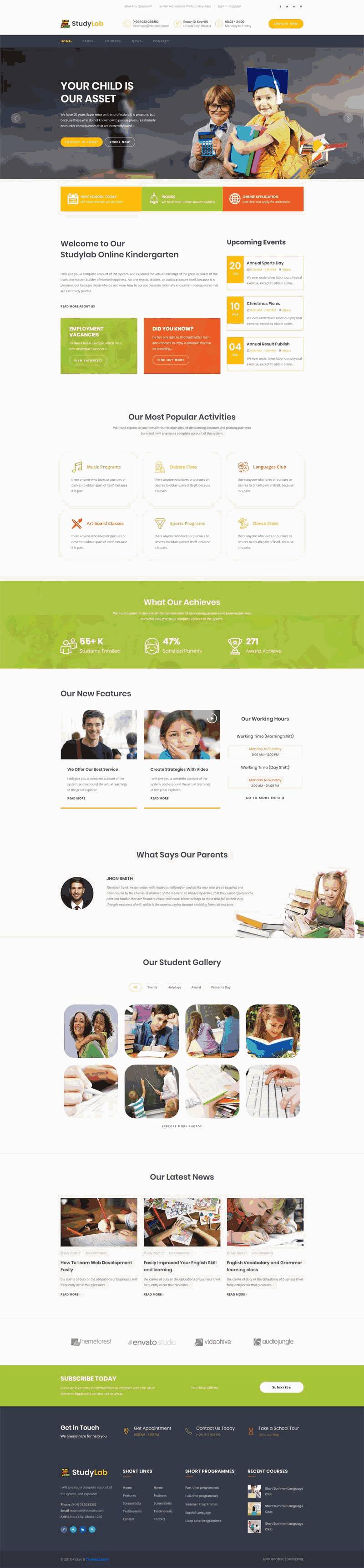 bootstrap响应式小学生课程培训教育网站Wordpress模板(带手机版)效果图