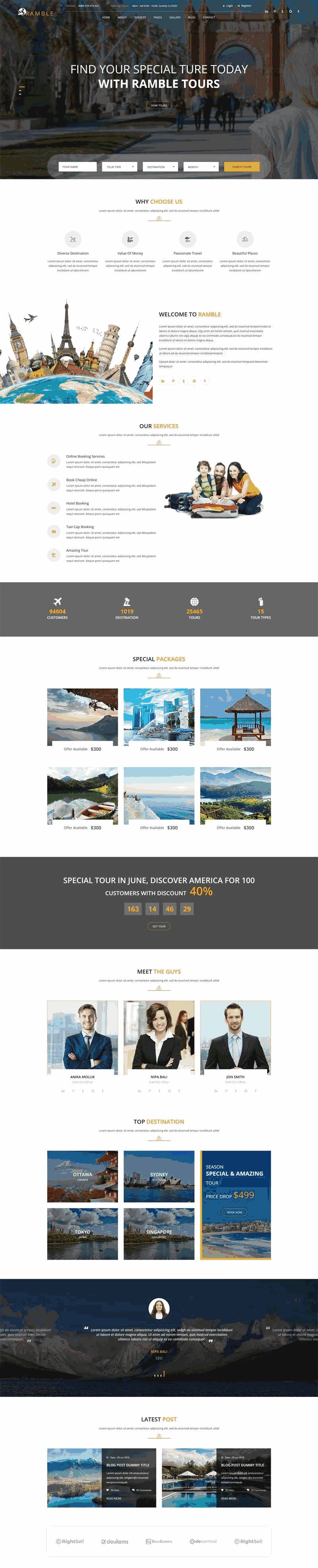 旅游旅行社预订网站Wordpress模板(带手机版)效果图