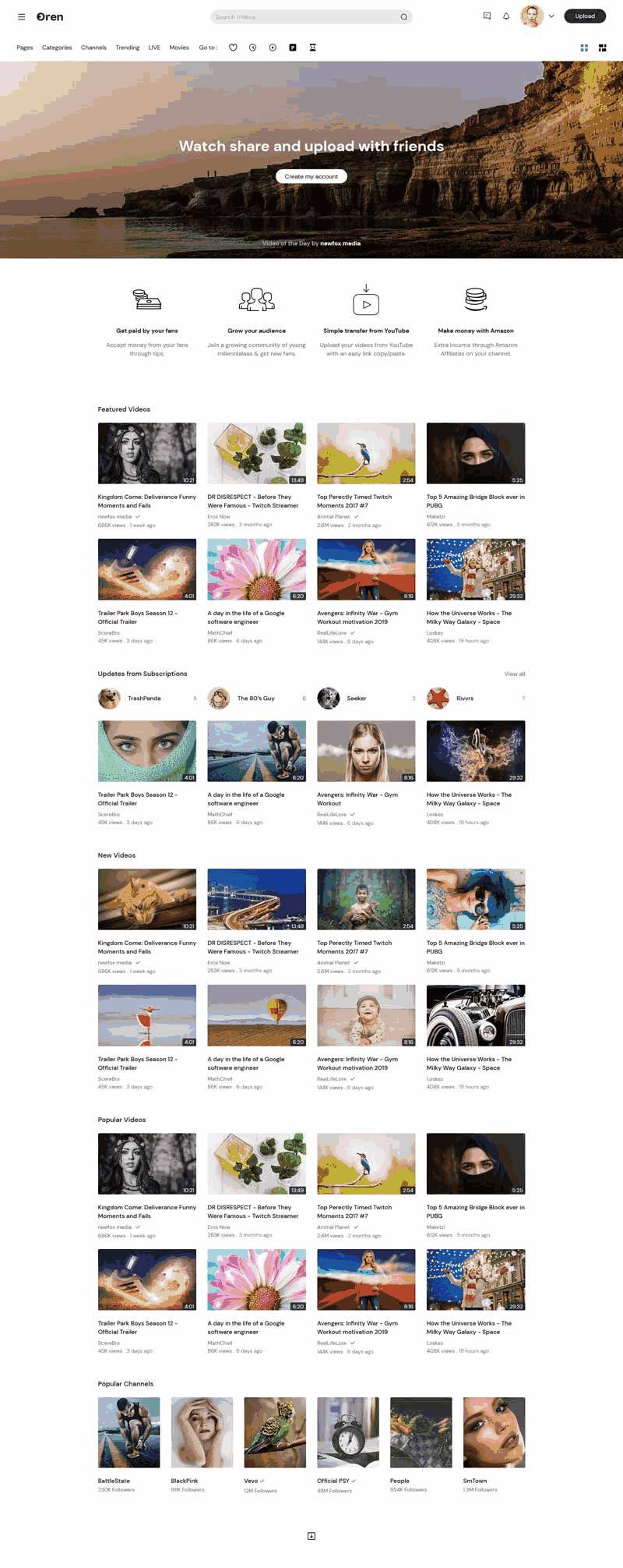 网络视频分享平台网站Wordpress模板(带手机版)效果图