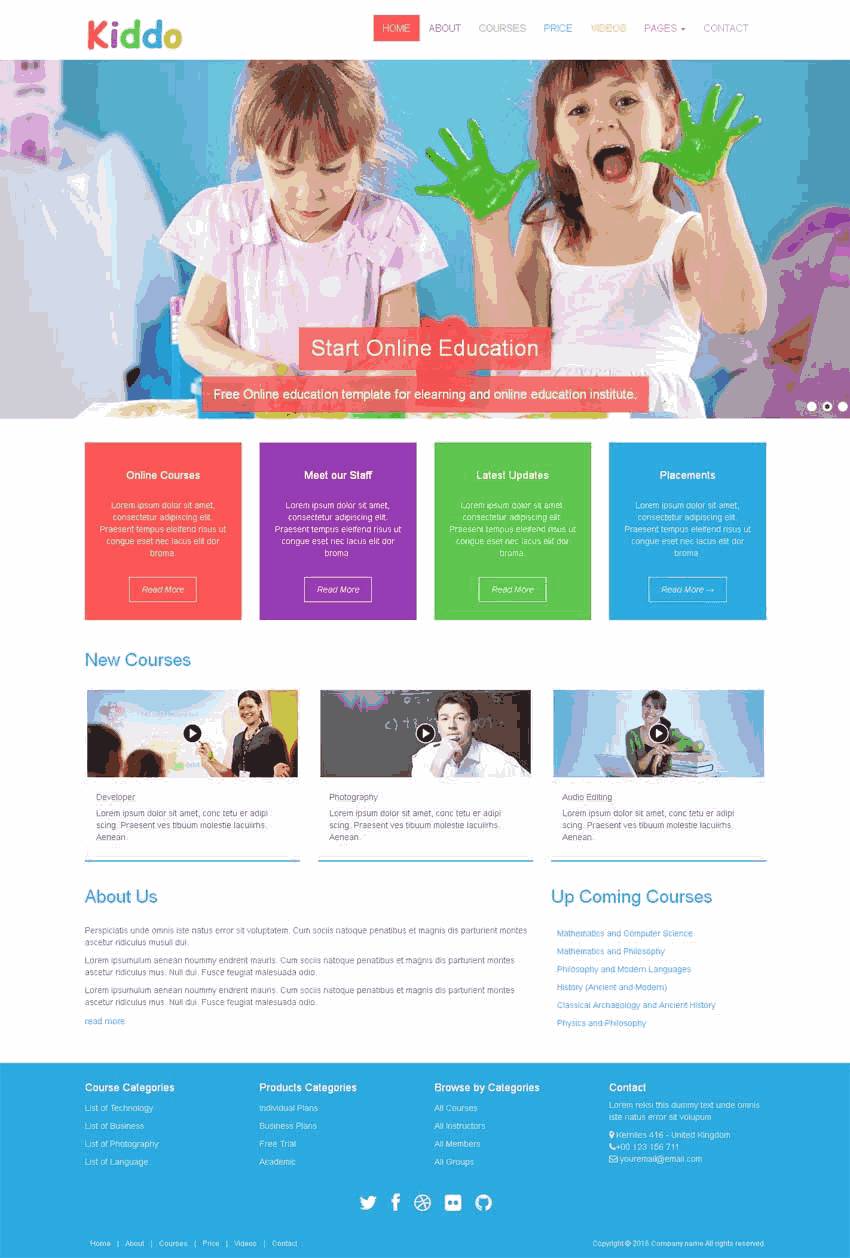简洁宽屏的小学生学校教育网站WordPress模板(带手机版)效果图