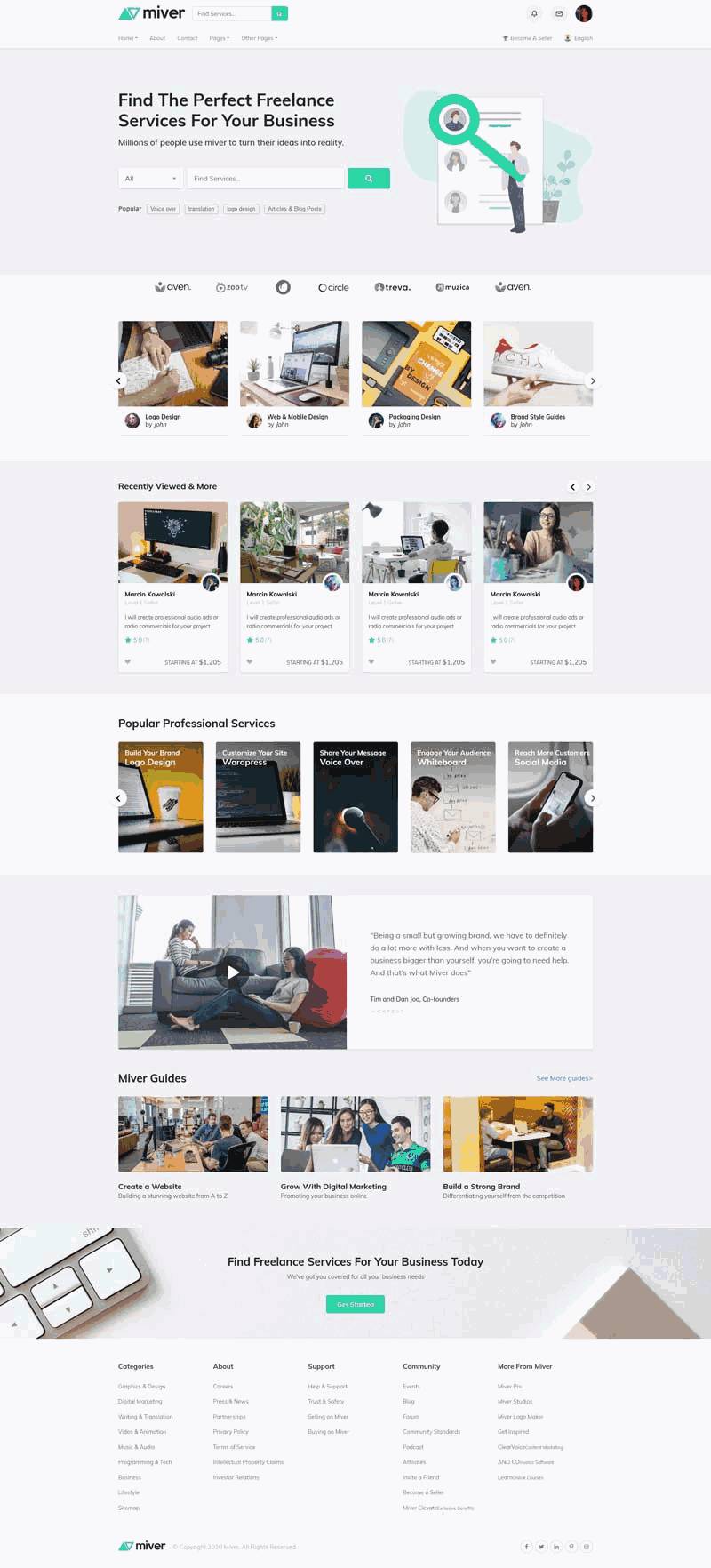 兼职服务招聘平台网站Wordpress模板（带手机版）效果图