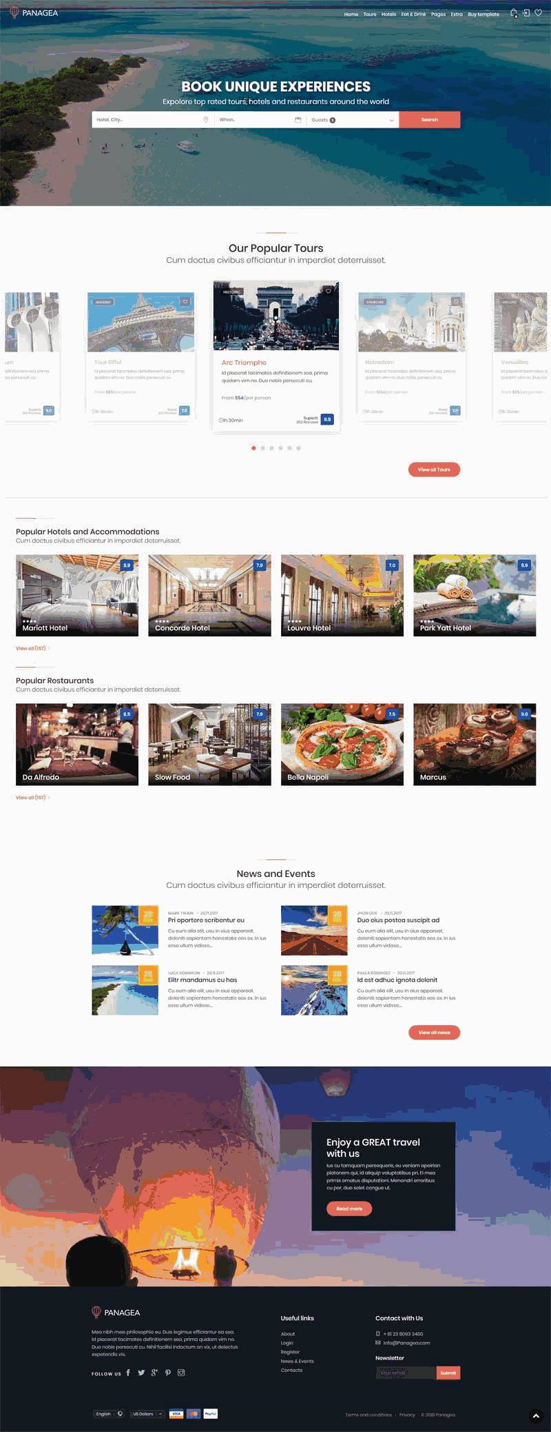 在线旅游酒店预订网站bootstrap响应式Wordpress模板(带手机版)效果图
