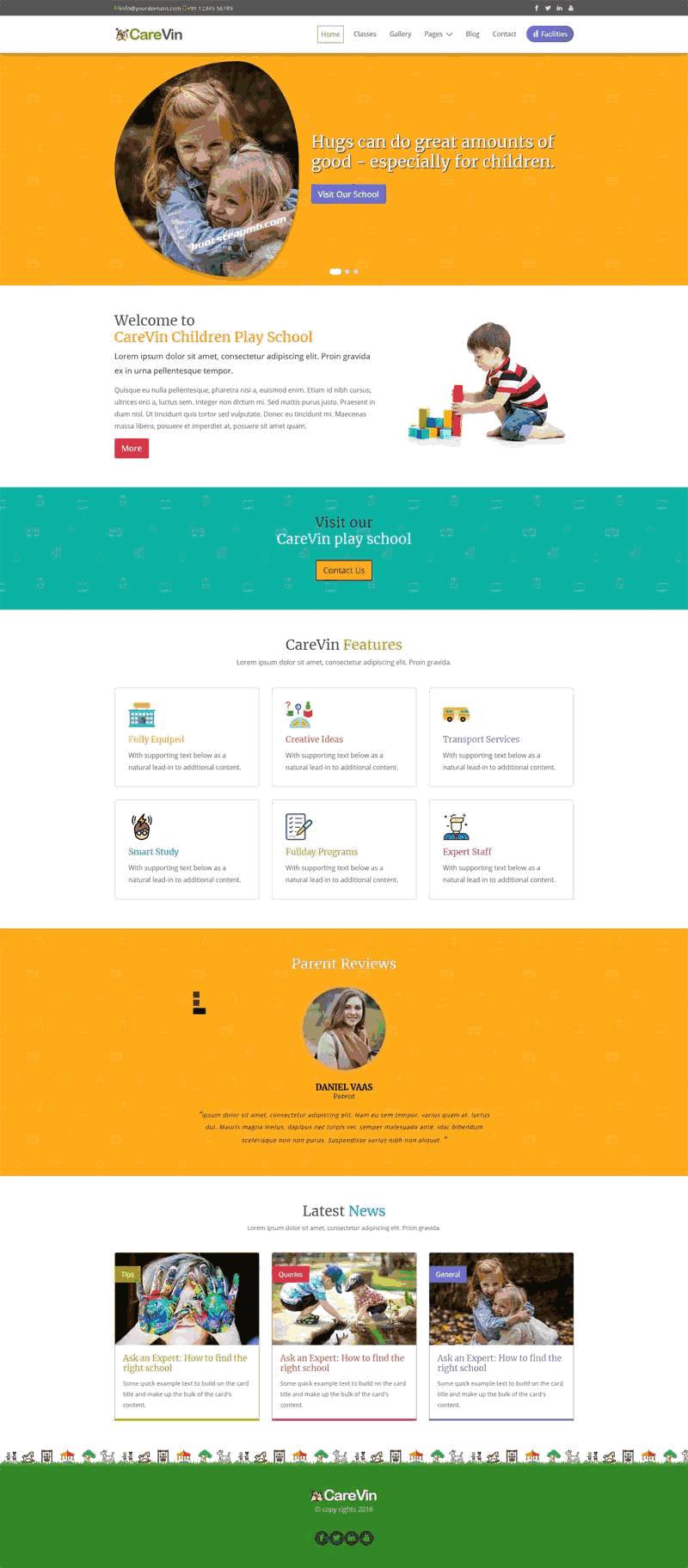 bootstrap响应式幼儿园学校网站Wordpress模板(带手机版)效果图