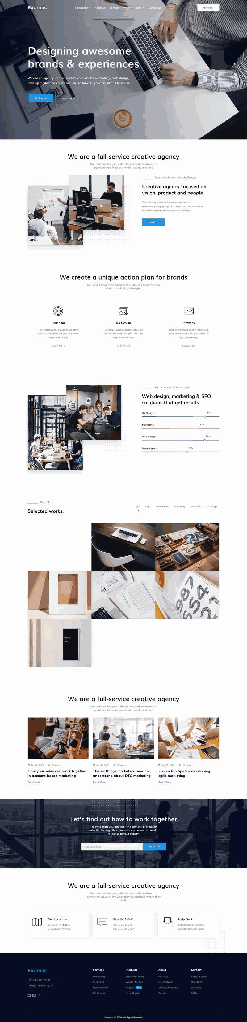 多用途的公司业务展示网站Wordpress模板(带手机版)效果图
