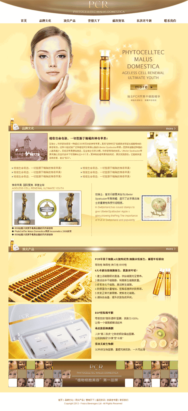 金化妆品公司门户网站Wordpress模板（带手机版）效果图