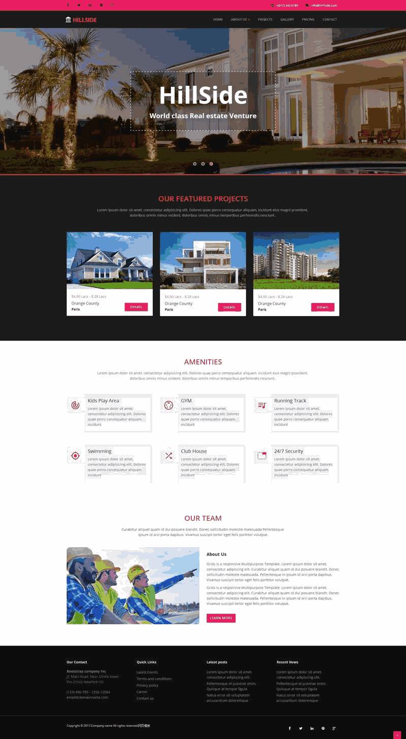 大气的房地产建筑工程公司网站Wordpress模板(带手机版)效果图