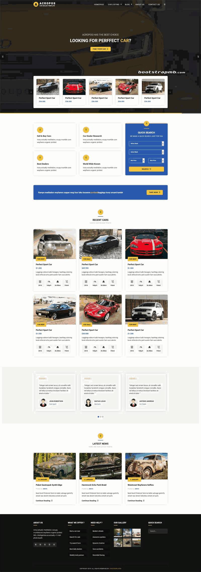 bootstrap响应式汽车经销商网站Wordpress模板(带手机版)效果图