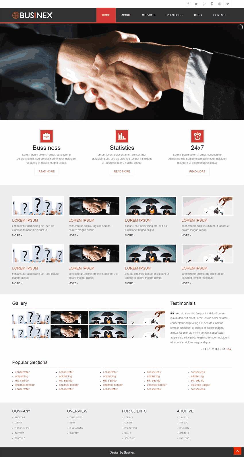 扁平风格的自适应网站设计商务网站Wordpress模板html(带手机版)效果图