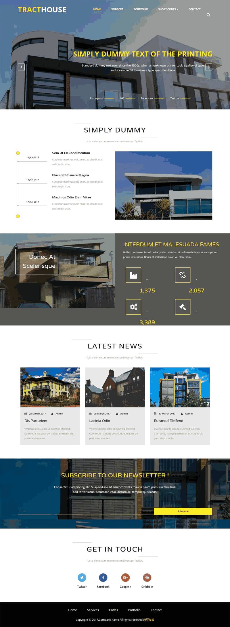 宽屏的办公商务楼建设网站Wordpress模板(带手机版)效果图