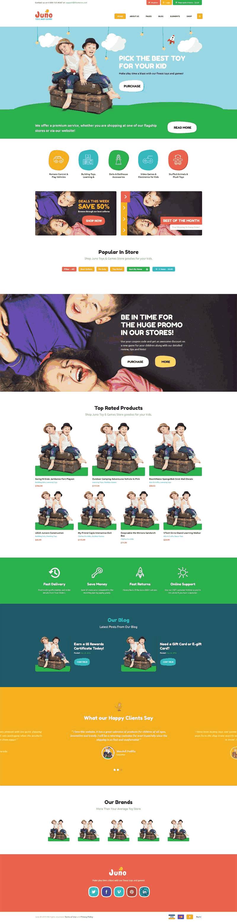 卡通的儿童玩具游戏商店网站Wordpress模板(带手机版)效果图