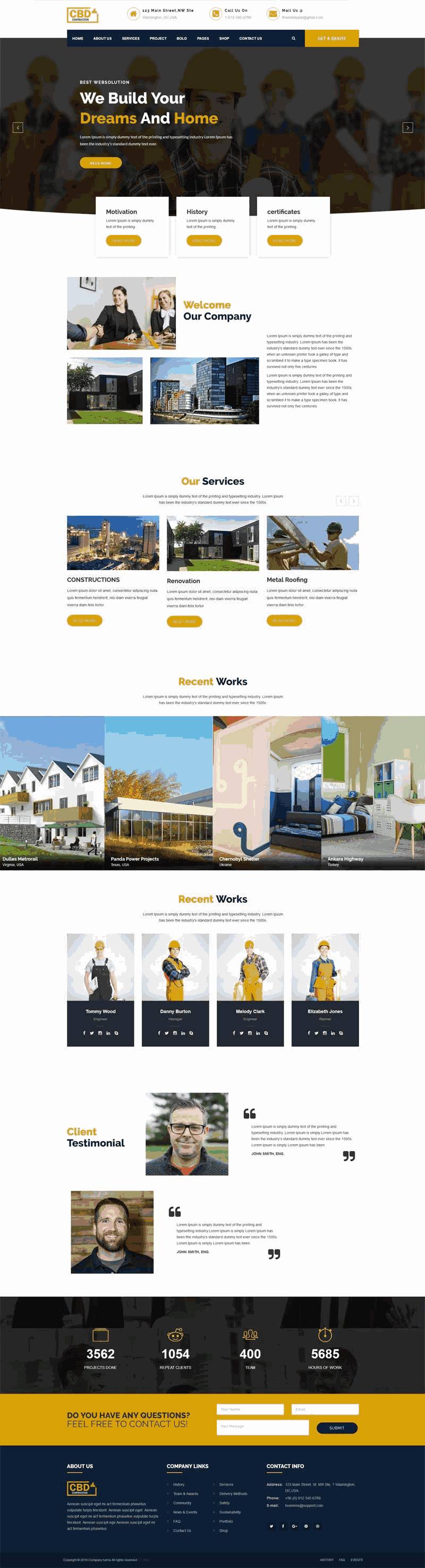 bootstrap响应式房地产建筑公司网站Wordpress模板(带手机版)效果图