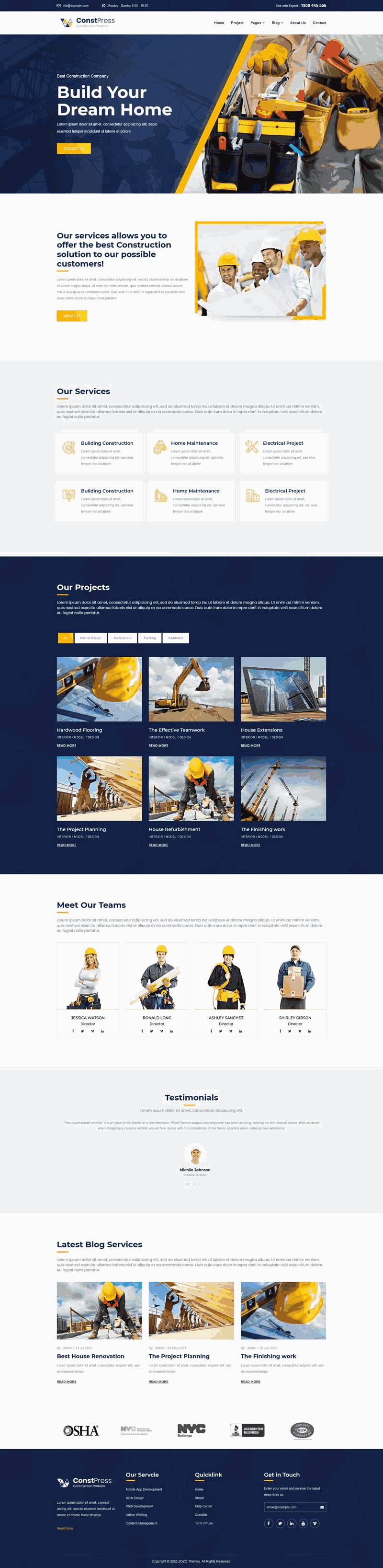 bootstrap响应式建筑工程公司网站Wordpress模板(带手机版)效果图