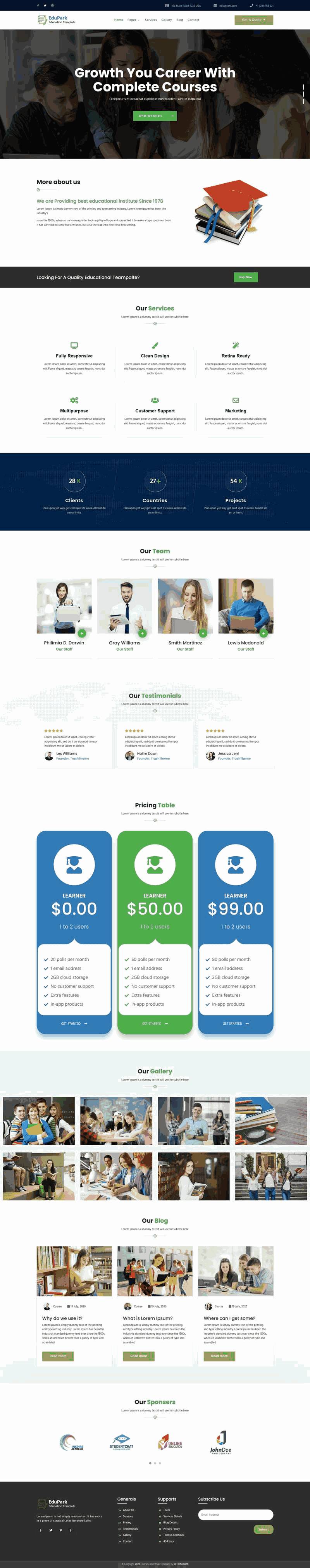 课程教育行业自适应Wordpress模板(带手机版)效果图