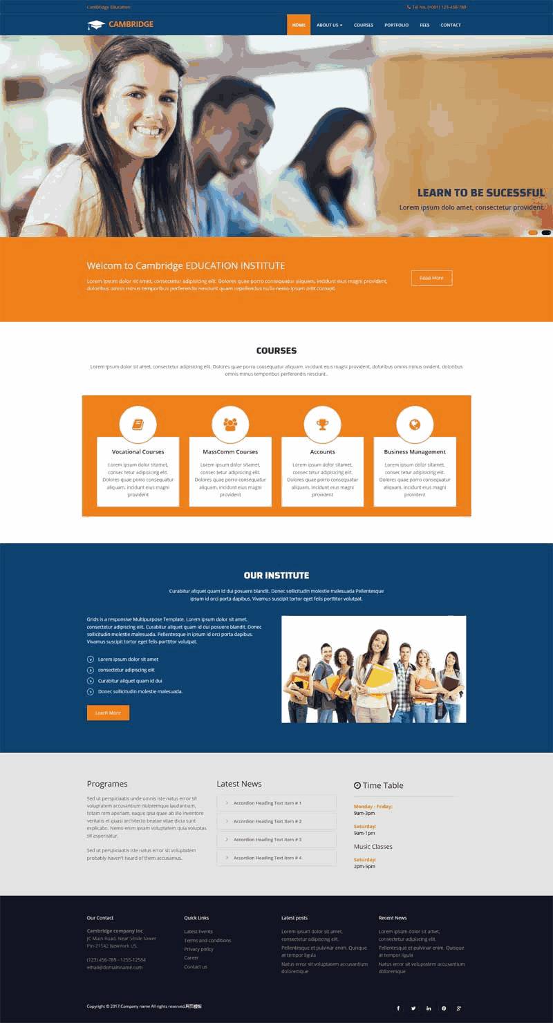 实用的大学教育学校网站Wordpress模板(带手机版)效果图
