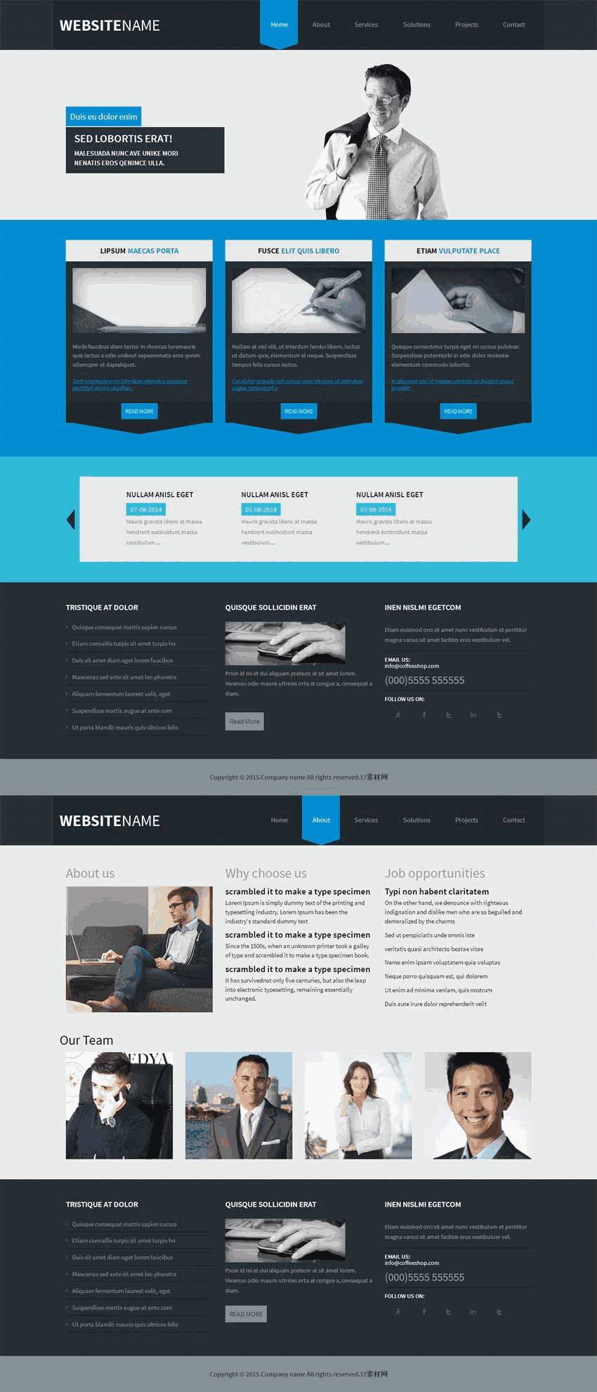 html5自适应商务律师网站Wordpress模板(带手机版)效果图