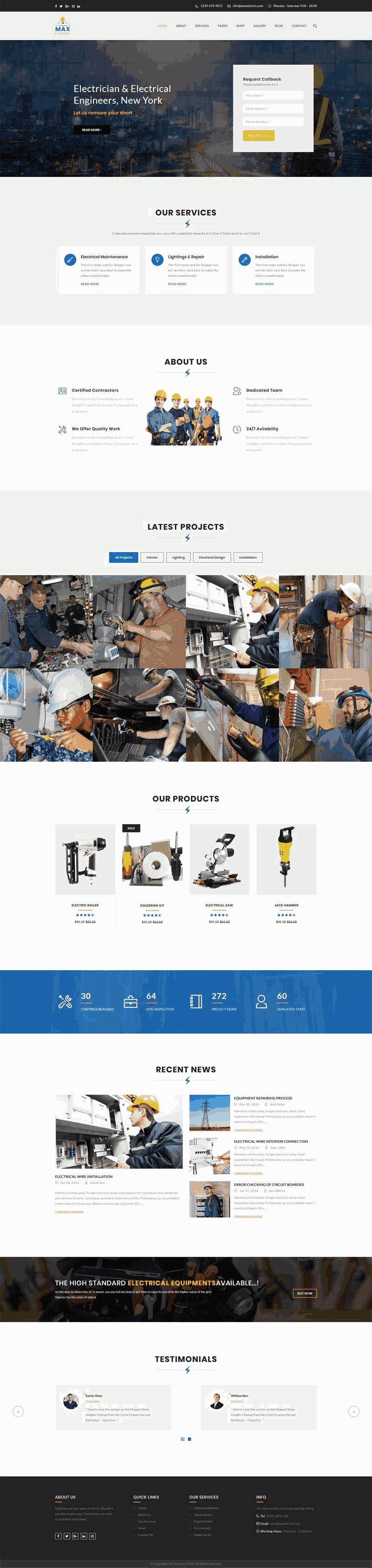 bootstrap响应式电力系统设备公司网站Wordpress模板(带手机版)效果图