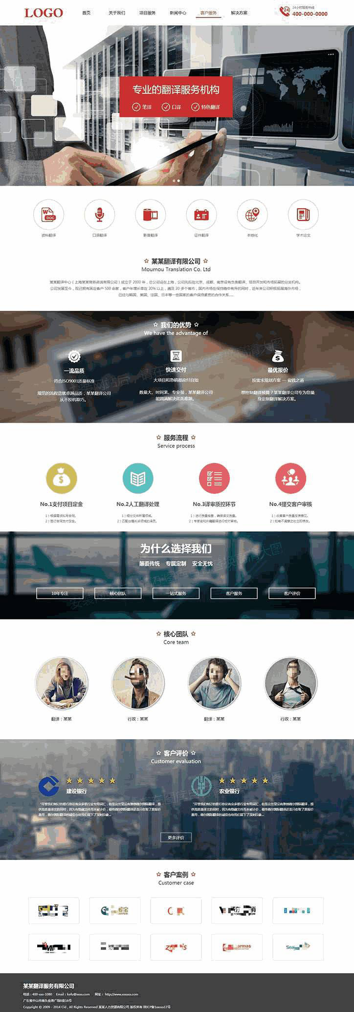 大气的翻译服务公司网站Wordpress模板(带手机版)效果图