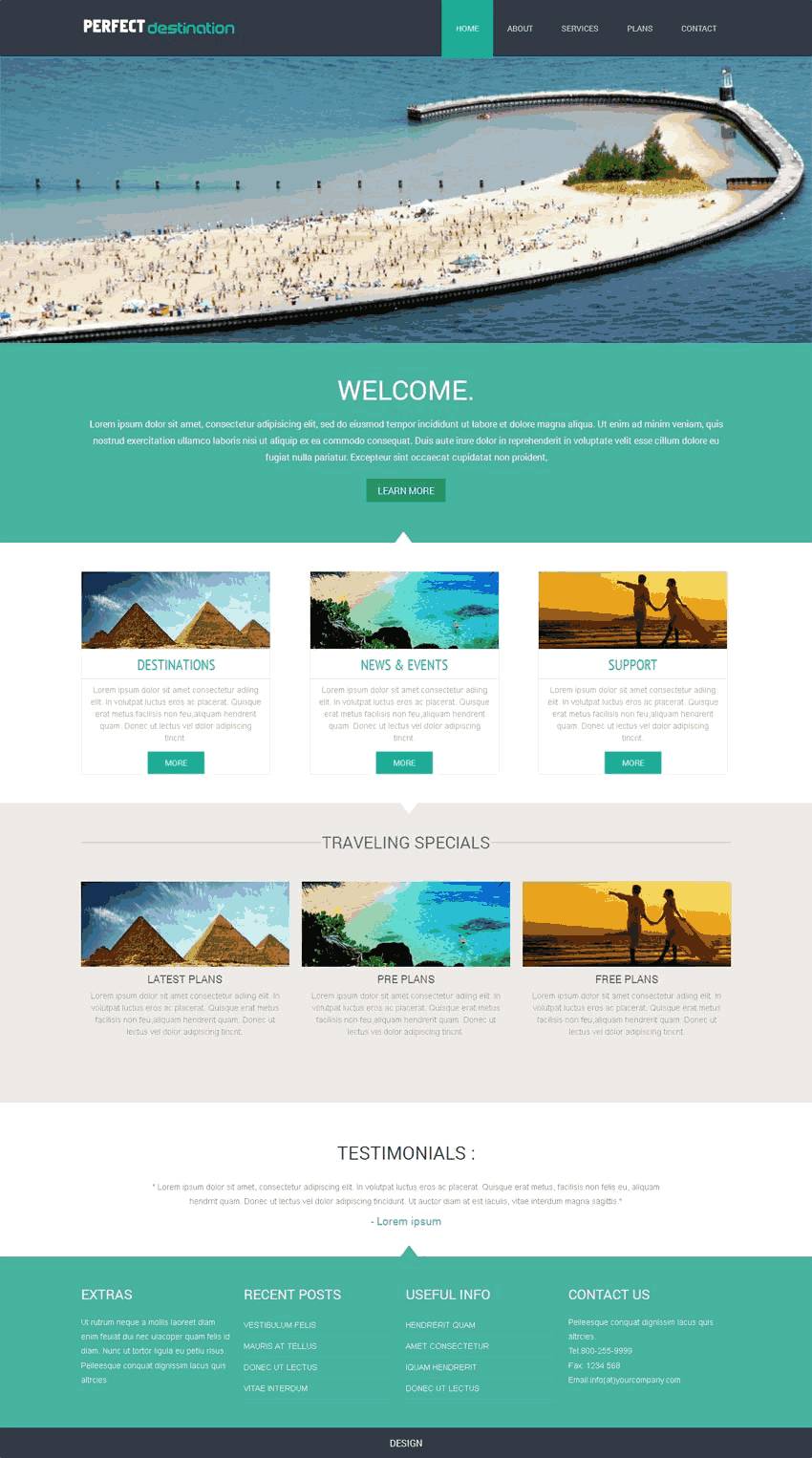 简单的html5自适应旅游网站Wordpress模板(带手机版)效果图