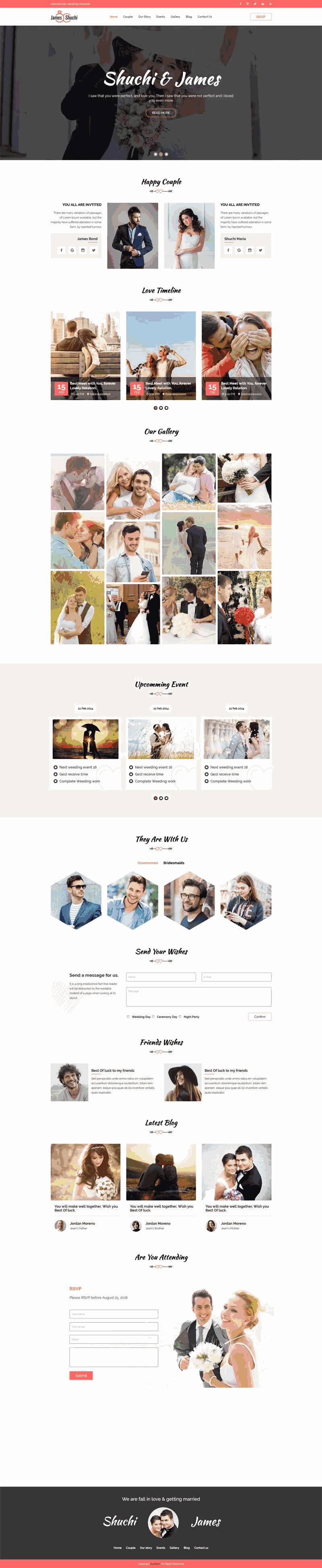 红色的婚纱婚礼摄影公司Wordpress模板(带手机版)效果图