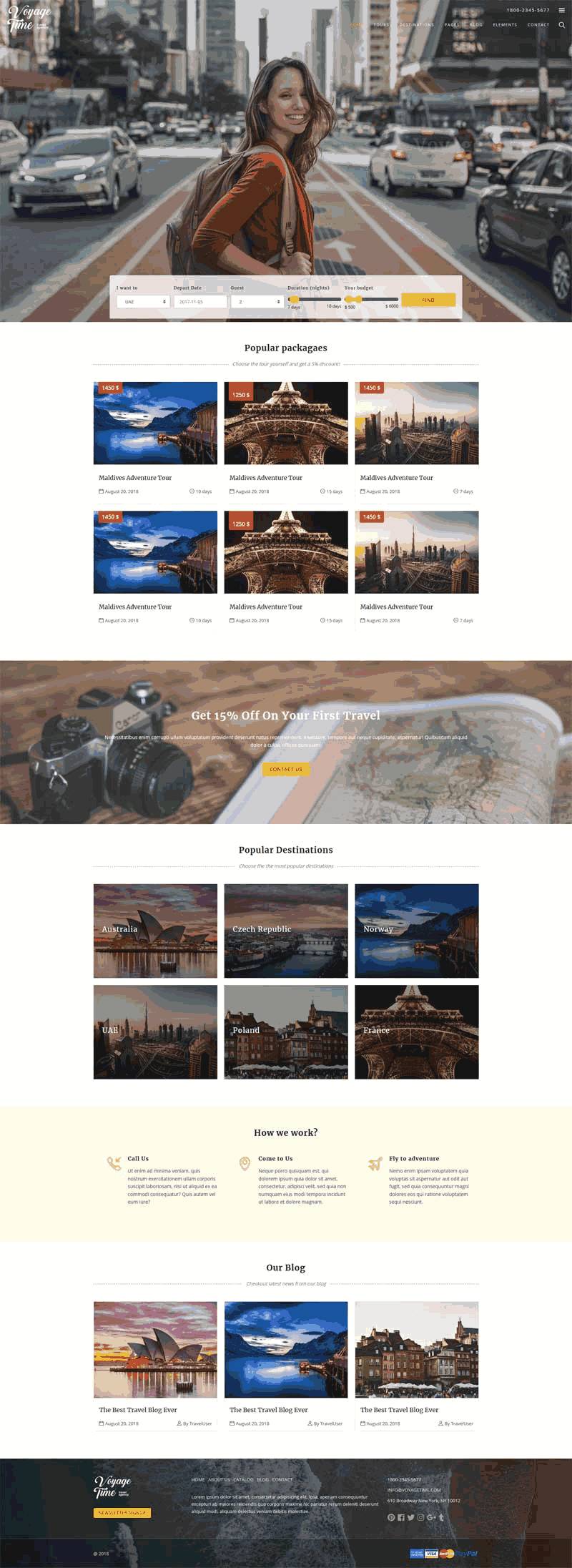 bootstrap响应式旅行社旅游公司网站Wordpress模板(带手机版)效果图