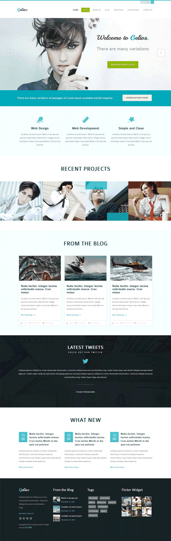 简洁的bootstrap自适应网络服务网站Wordpress模板(带手机版)效果图