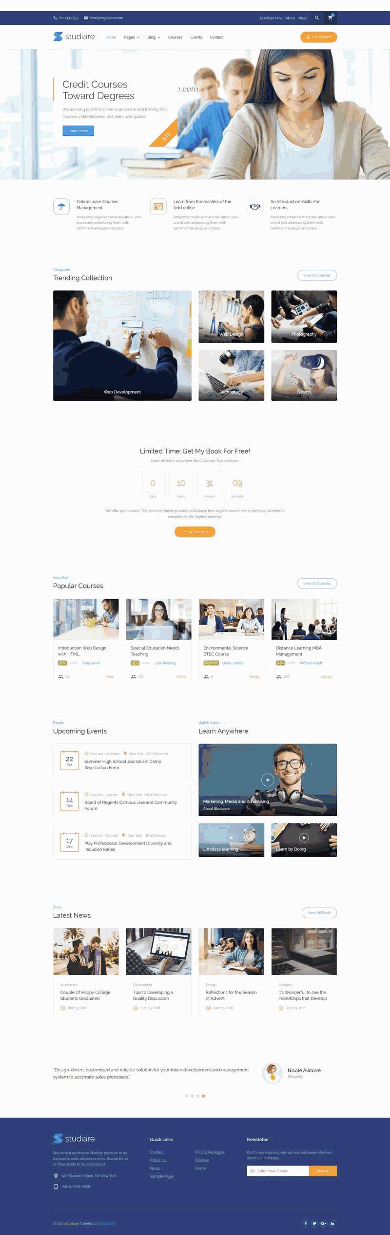 在线课程教育相关网站Wordpress模板(带手机版)效果图