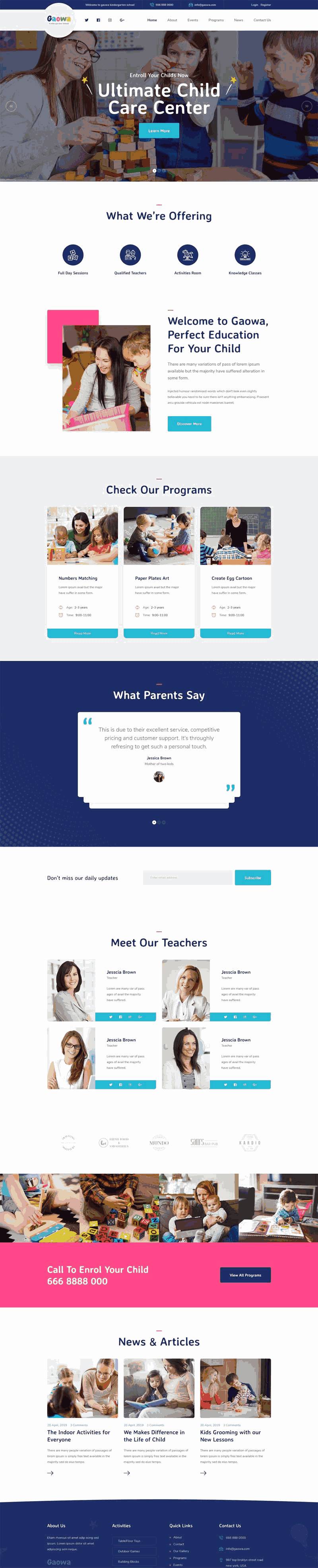 幼儿园教育机构网站Wordpress模板(带手机版)效果图