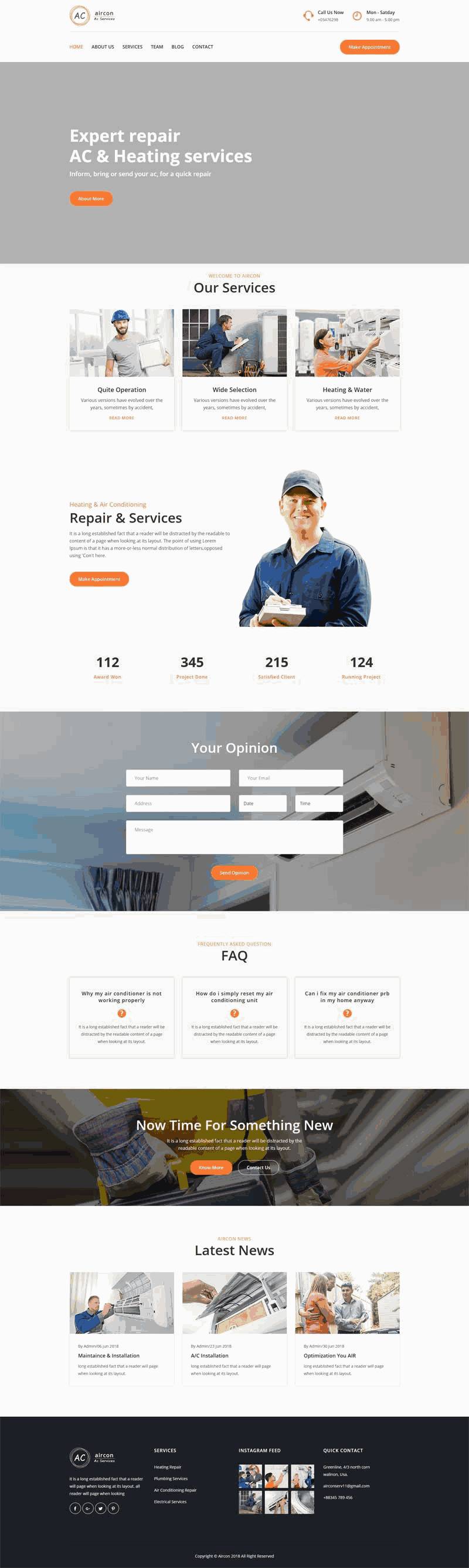 bootstrap响应式空调安装维修服务Wordpress模板(带手机版)效果图