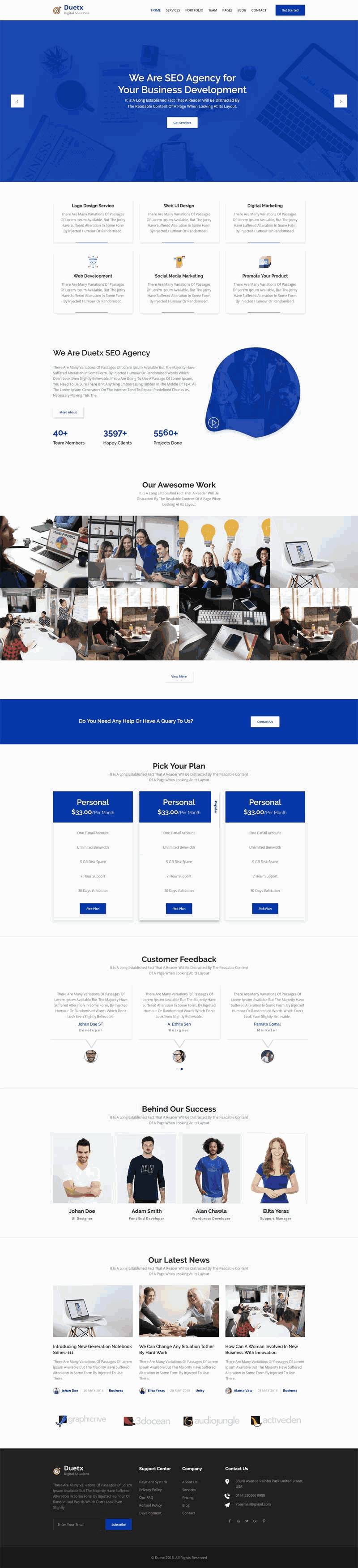 bootstrap响应式网络推广公司网站Wordpress模板(带手机版)效果图