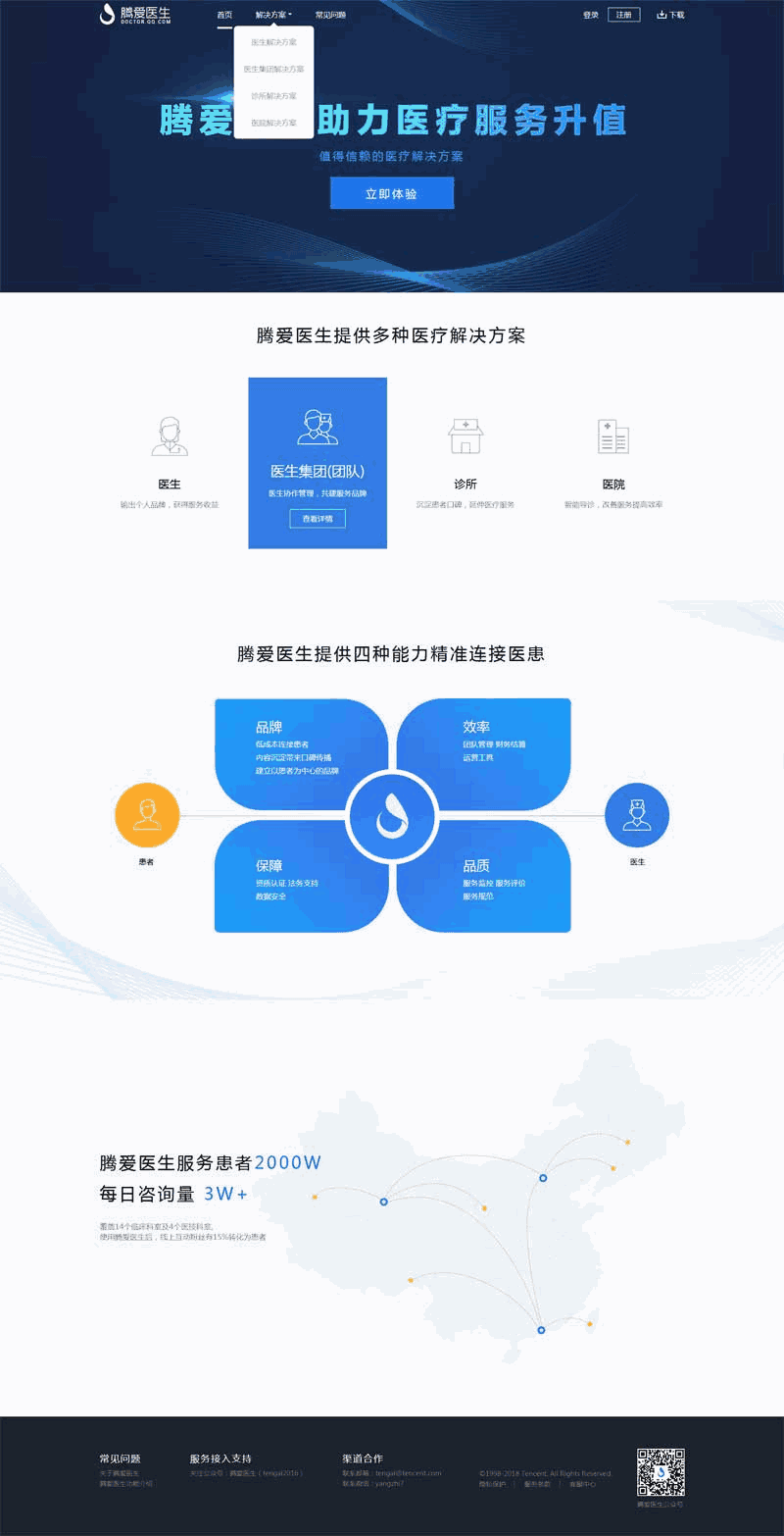 腾爱医生平台产品官网Wordpress模板（带手机版）效果图