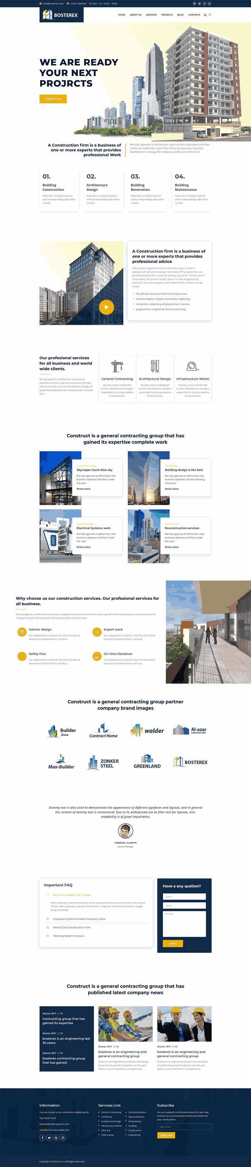 bootstrap响应式建筑设计行业公司网站Wordpress模板(带手机版)效果图