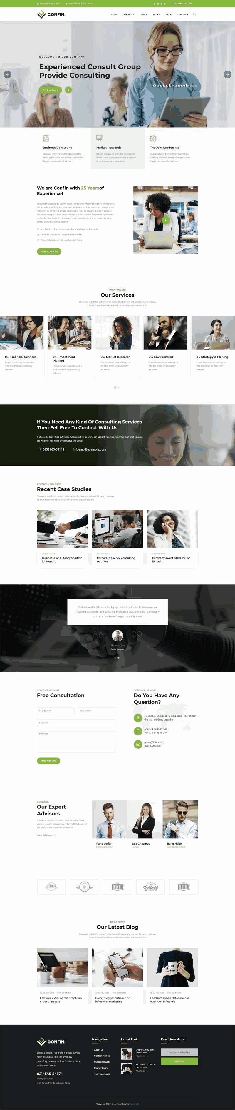 bootstrap响应式咨询管理公司网站Wordpress模板(带手机版)效果图