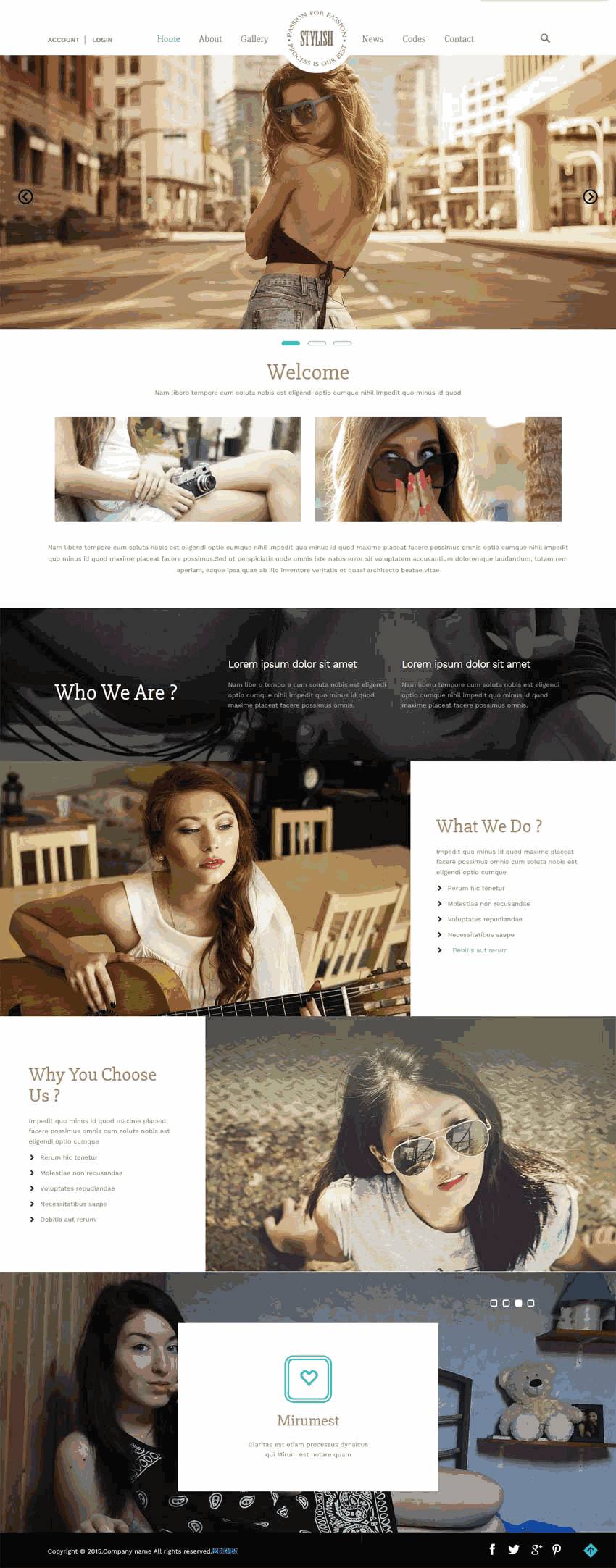 bootstrap响应式自适应的模特摄影写真网站Wordpress模板（带手机版）效果图