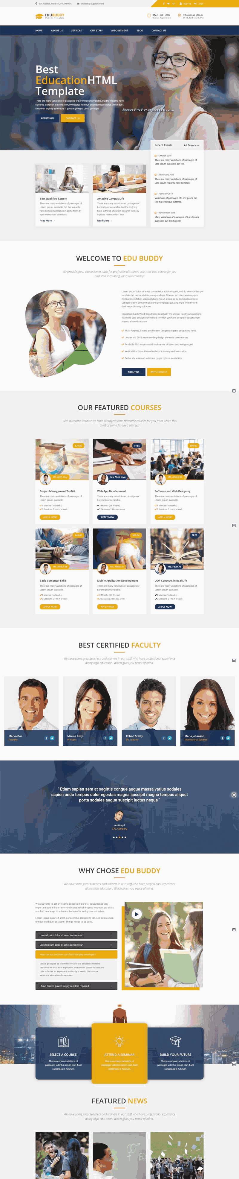 bootstrap响应式在线教育课程中心网站Wordpress模板(带手机版)效果图