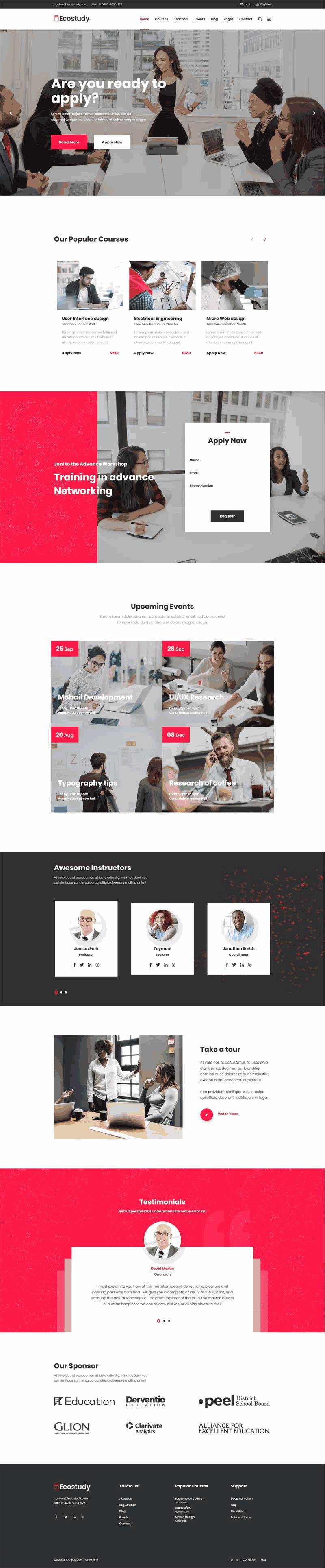 bootstrap响应式学校教育培训网站Wordpress模板(带手机版)效果图