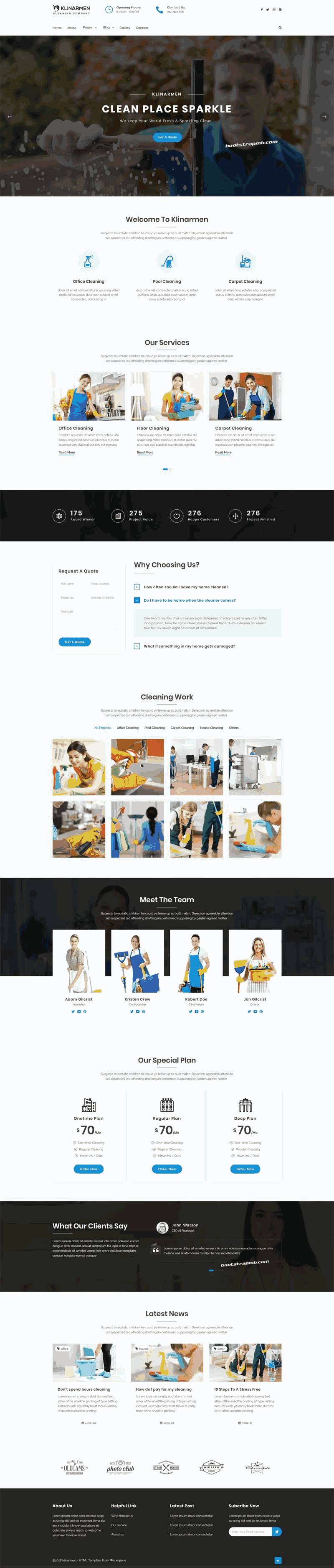 bootstrap响应式保洁家政服务公司网站Wordpress模板(带手机版)效果图
