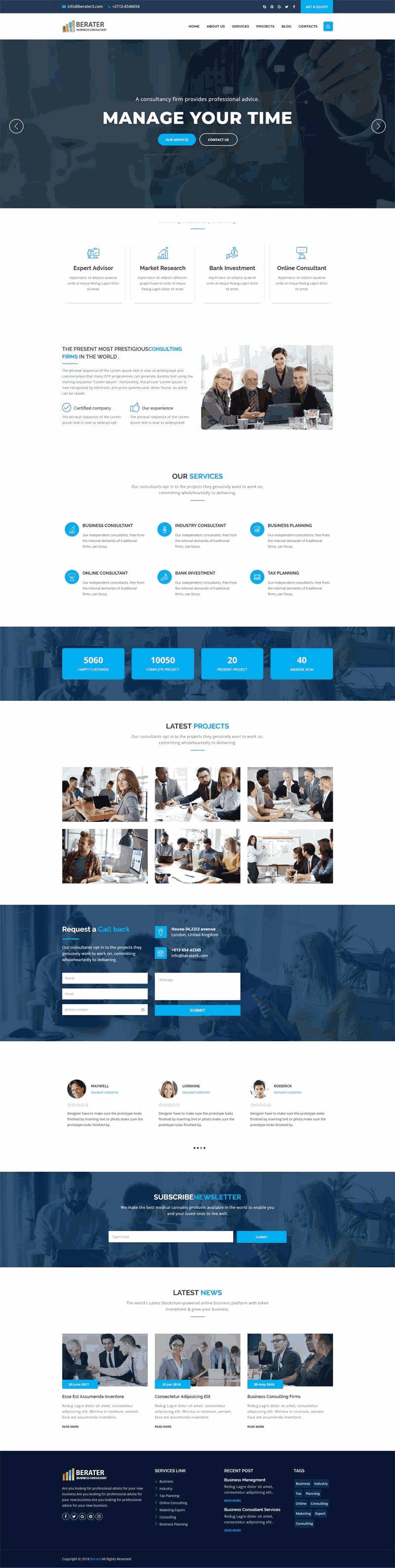 商业管理咨询公司bootstrap响应式网站Wordpress模板（带手机版）效果图
